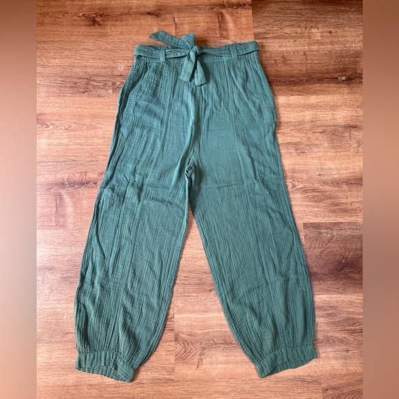 Free People Pants - Free People boho genie harem pants size large green barrel balloon belted beach